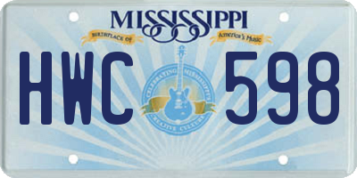 MS license plate HWC598