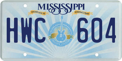 MS license plate HWC604
