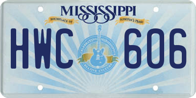 MS license plate HWC606