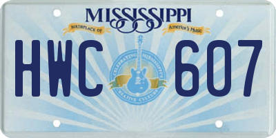 MS license plate HWC607