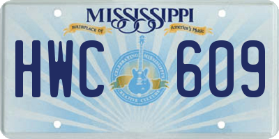 MS license plate HWC609
