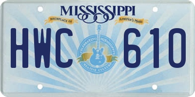 MS license plate HWC610