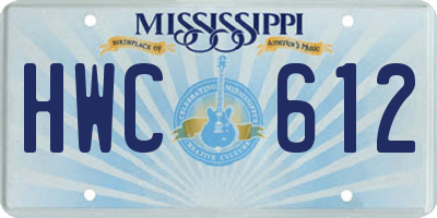 MS license plate HWC612