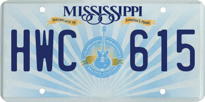 MS license plate HWC615