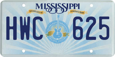MS license plate HWC625