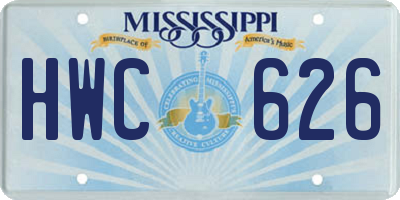 MS license plate HWC626