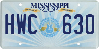 MS license plate HWC630