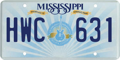 MS license plate HWC631