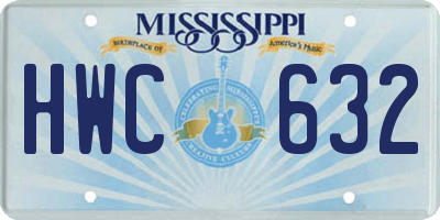 MS license plate HWC632