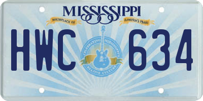 MS license plate HWC634