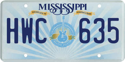 MS license plate HWC635