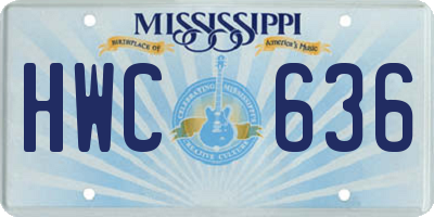 MS license plate HWC636