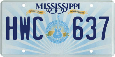 MS license plate HWC637