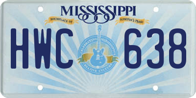 MS license plate HWC638