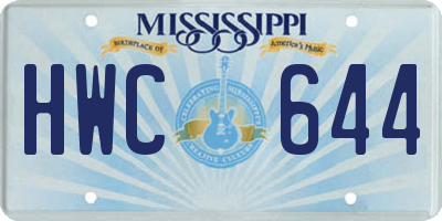 MS license plate HWC644
