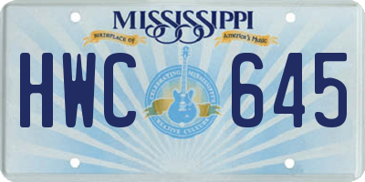 MS license plate HWC645