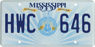 MS license plate HWC646