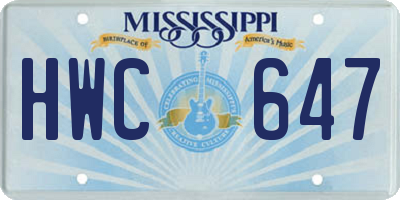 MS license plate HWC647
