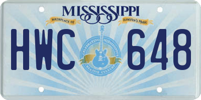 MS license plate HWC648