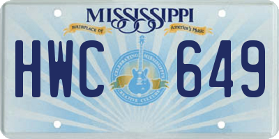 MS license plate HWC649