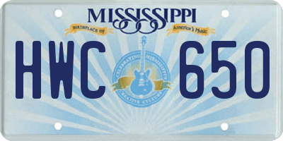 MS license plate HWC650