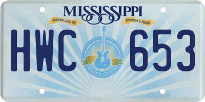 MS license plate HWC653
