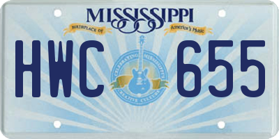 MS license plate HWC655