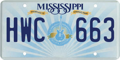 MS license plate HWC663