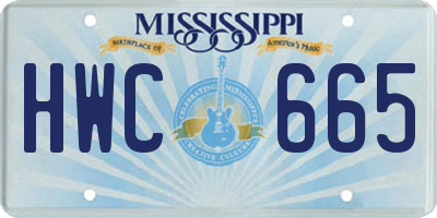 MS license plate HWC665