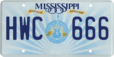 MS license plate HWC666