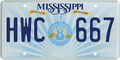 MS license plate HWC667