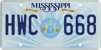MS license plate HWC668