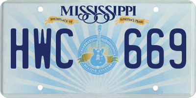 MS license plate HWC669