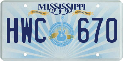 MS license plate HWC670