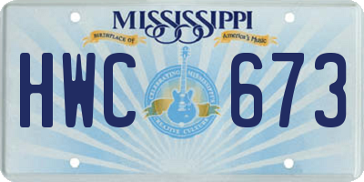 MS license plate HWC673