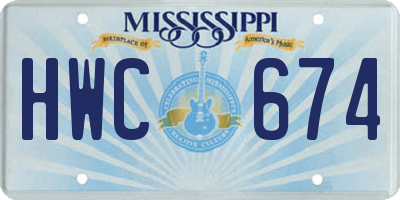 MS license plate HWC674