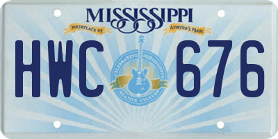 MS license plate HWC676
