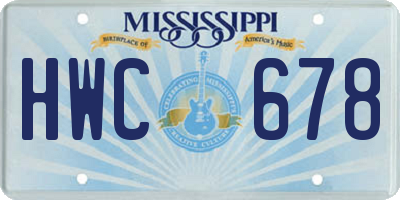 MS license plate HWC678