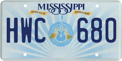 MS license plate HWC680