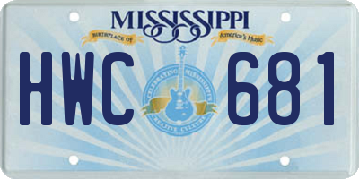 MS license plate HWC681