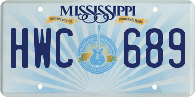 MS license plate HWC689