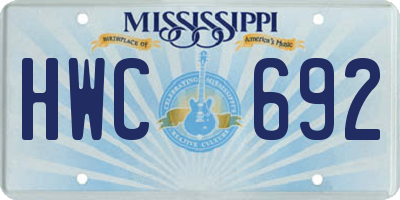MS license plate HWC692