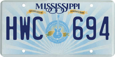 MS license plate HWC694