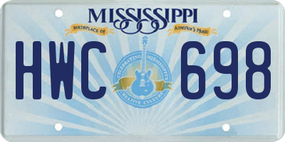 MS license plate HWC698