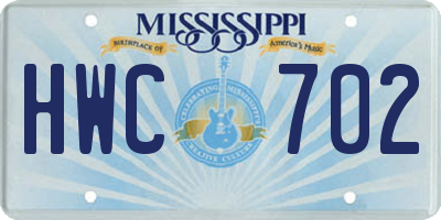 MS license plate HWC702