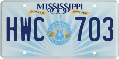 MS license plate HWC703