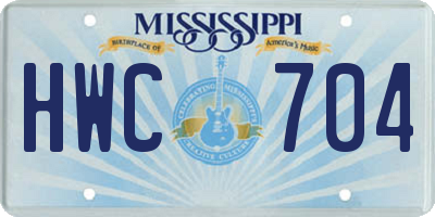 MS license plate HWC704