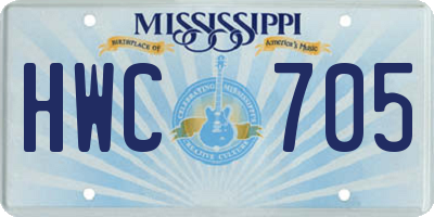 MS license plate HWC705