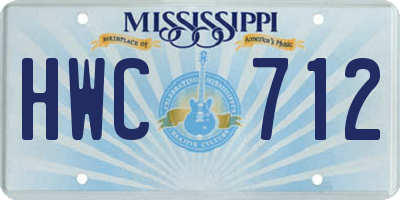 MS license plate HWC712