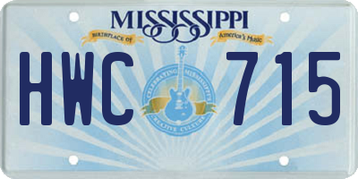 MS license plate HWC715